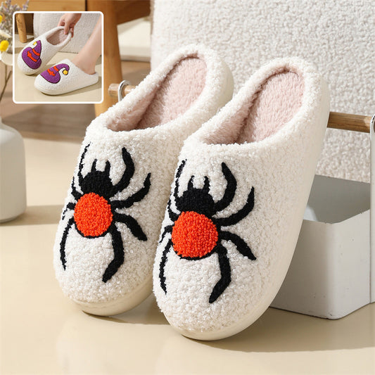 Halloween Spider Witch-hat Slippers Home Indoor Non-slip Floor Bedroom Slippers Winter Warm House Shoes For Women Men - Apple Promo New