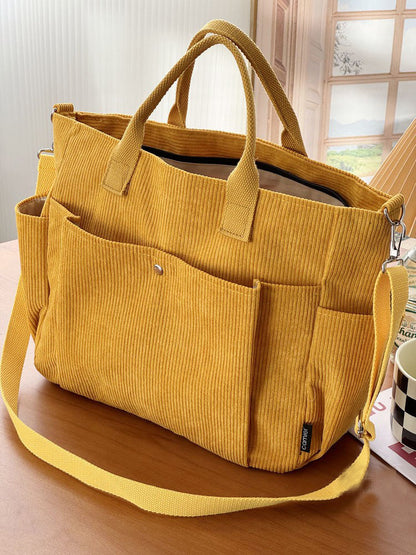 Thick Corduroy Shoulder Bags Simple All-match Commute Totes Student Leisure Artistic Portable Messenger Bag - Apple Promo New