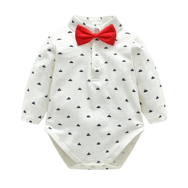 Spring New Childrens Suit Gentleman Wearing Bow Tie Baby Suit One-Year-Old - Apple Promo New