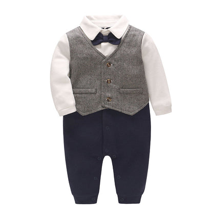 Newborn Clothes Baby Full Moon One Year Old Gentleman Romper - Apple Promo New