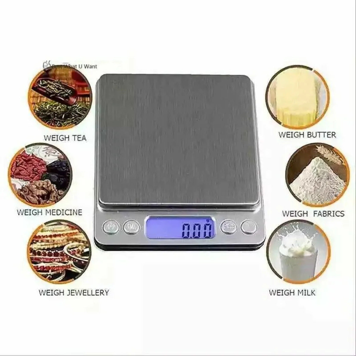 Small Digital Food Scale Ounce OZ and Gram Scale, Kitchen Scale 3000G 0.1G High Precision for Baking, Soap Making, Jewelry, Includes 2 Trays and Batteries, 9 Units, Tare Function, Easy to Store