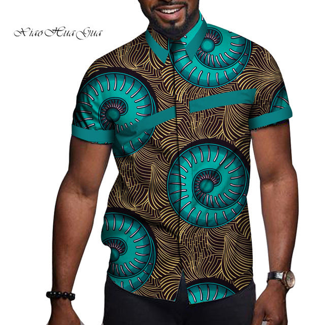 African Men Clothing Printed Short Sleeve Top T Shirt