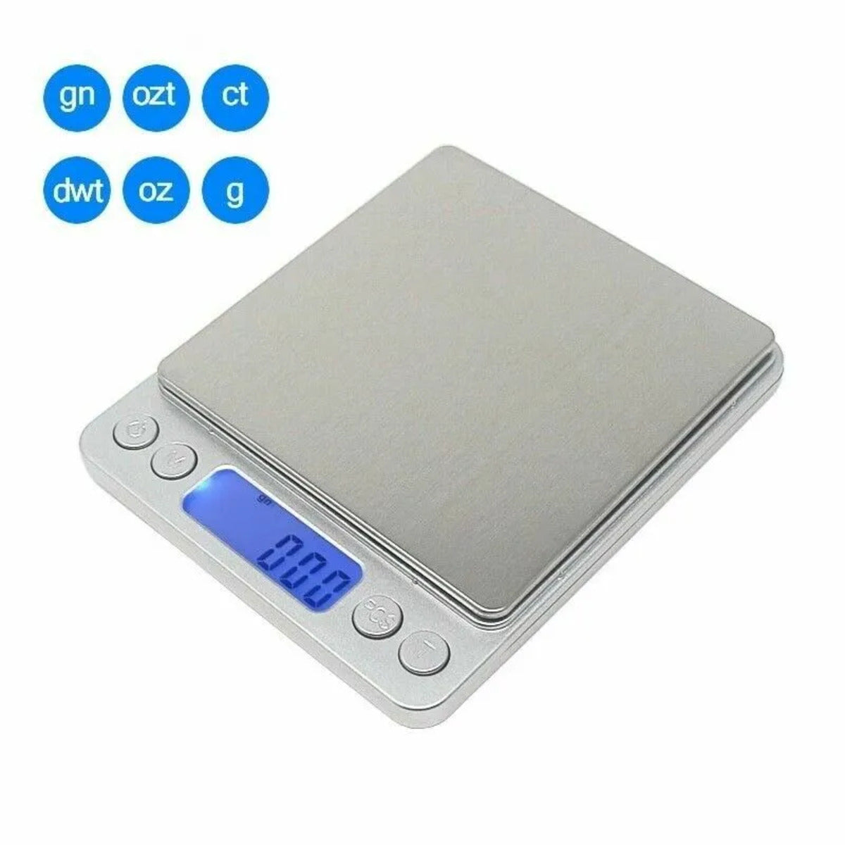 Small Digital Food Scale Ounce OZ and Gram Scale, Kitchen Scale 3000G 0.1G High Precision for Baking, Soap Making, Jewelry, Includes 2 Trays and Batteries, 9 Units, Tare Function, Easy to Store