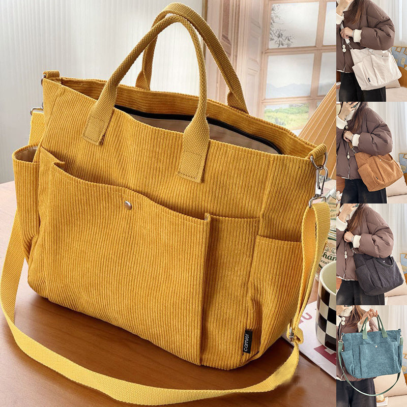 Thick Corduroy Shoulder Bags Simple All-match Commute Totes Student Leisure Artistic Portable Messenger Bag - Apple Promo New