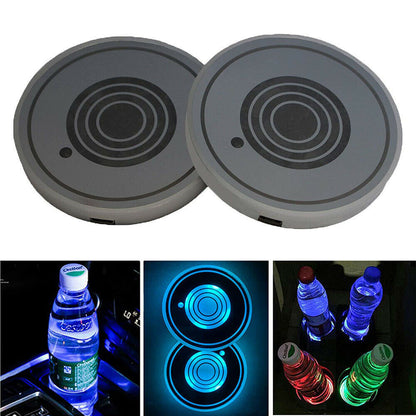 USB Charging Car Led Cup Holder Water Bottom Mat - Apple Promo New