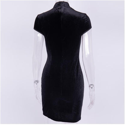 Summer Dress Women Dress Velvet Chinese Cheongsam Retro