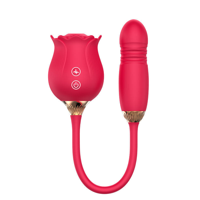 Rose Suction Telescopic Vibrator For Women's Use - Apple Promo New