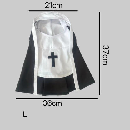 PET SHOW Nun Dog Costume For Small Medium Dogs Halloween Cosplay Outfit Black White Cloak Dress Up Pets Apparel Holiday Party Clothes Boys Girls - Apple Promo New