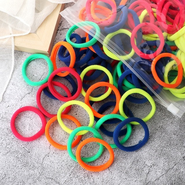 Towel Ring Hair Bands 4cm Solid Color Elastic Hair Rope Female Height Hair Accessory For Ponytail - Apple Promo New