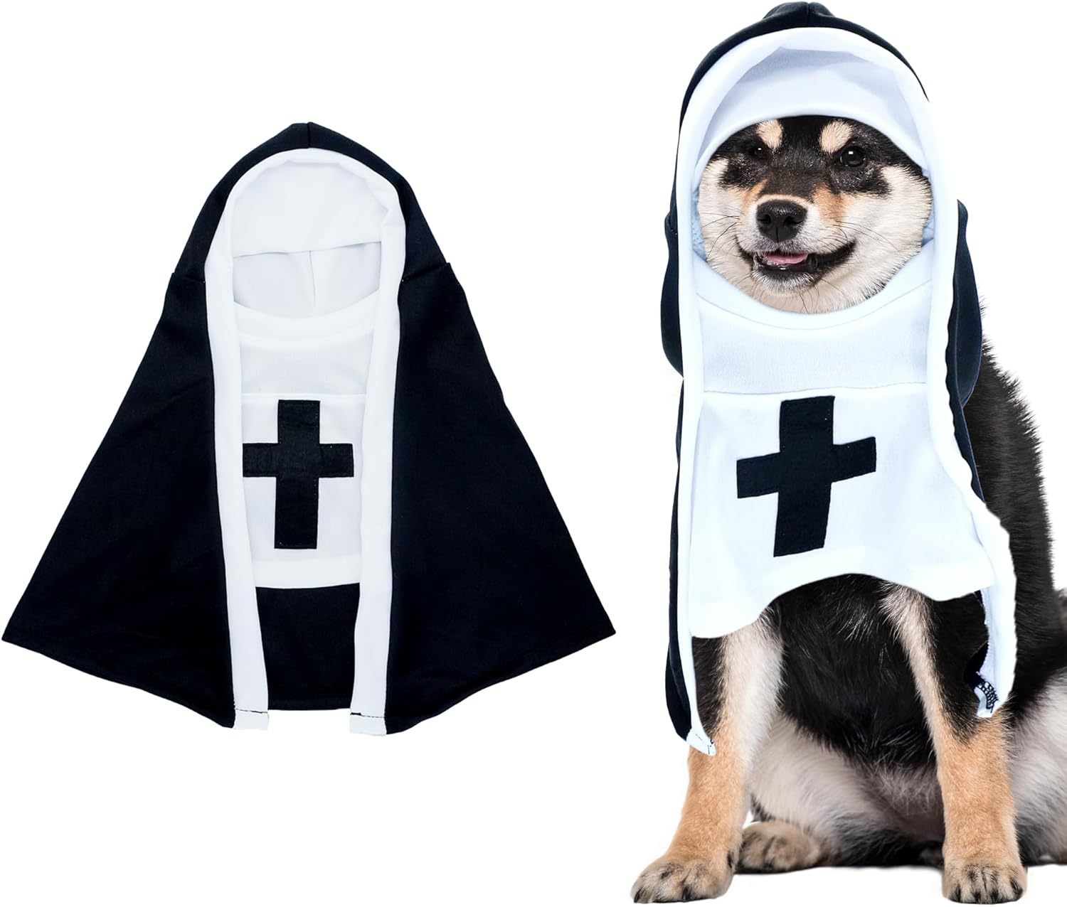 PET SHOW Nun Dog Costume For Small Medium Dogs Halloween Cosplay Outfit Black White Cloak Dress Up Pets Apparel Holiday Party Clothes Boys Girls - Apple Promo New