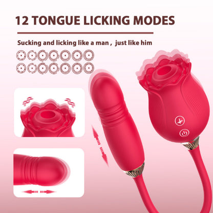 Rose Suction Telescopic Vibrator For Women's Use - Apple Promo New