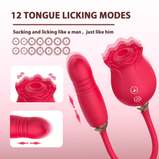 Rose Suction Telescopic Vibrator For Women's Use