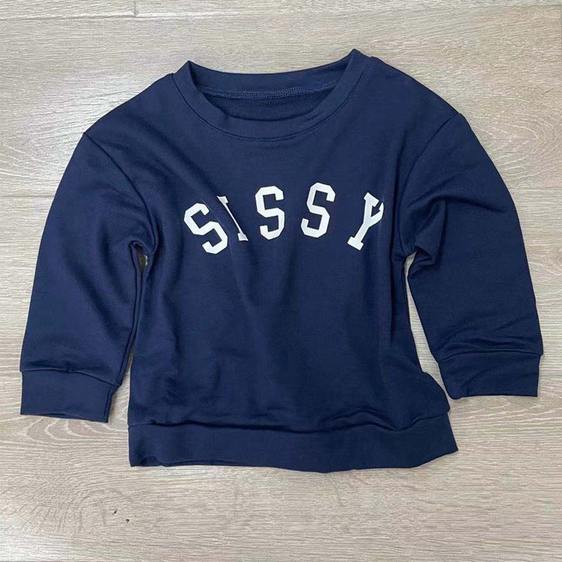 Children Letter Print Pullover Casual Sweatshirt Children - Apple Promo New