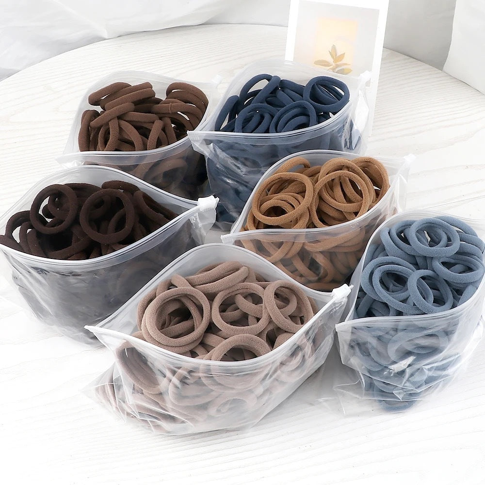 Towel Ring Hair Bands 4cm Solid Color Elastic Hair Rope Female Height Hair Accessory For Ponytail - Apple Promo New