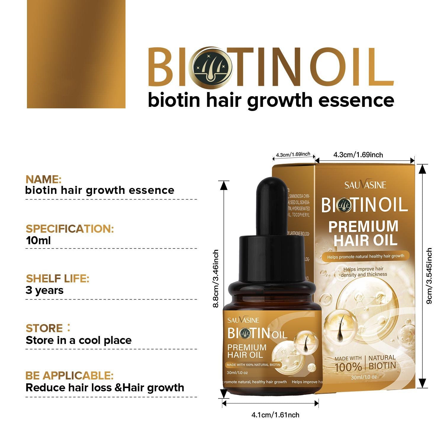 Biotin Hair Oil 30ml Moisturizing Repair - Apple Promo New