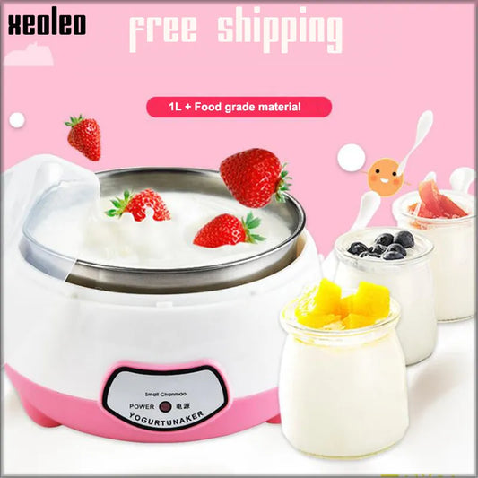 Yogurt Maker Mini Automatic Yogurt Machine Household DIY Yogurt Tools Kitchen Appliances Stainless Steel Tank Pink 220V