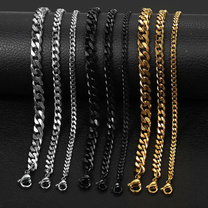 Women's Men's Bracelet Stainless Steel Cuban Link Chain Bracelets Gold Color Silver Color Fashion Wholesale Jewelry KBB10 - Apple Promo New