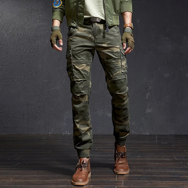 Fashion High Quality Slim Military Camouflage Casual Tactical Cargo Pants Streetwear Harajuku Joggers Men Clothing Trousers - Apple Promo New