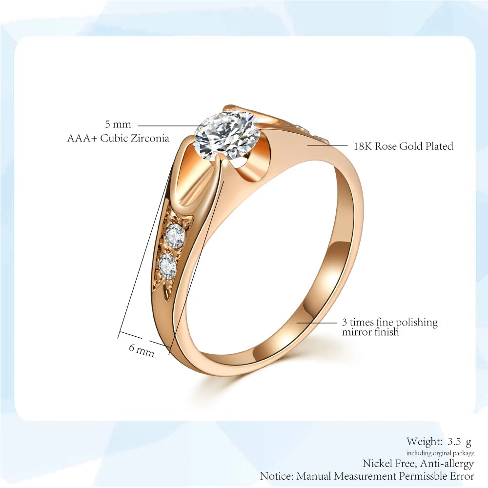 Double Fair 0.5 Carat Cubic Zircon Wedding Rings For Women Rose Gold Color Engagement Dating Cupple Ring Trend Jewelry R249 - Apple Promo New