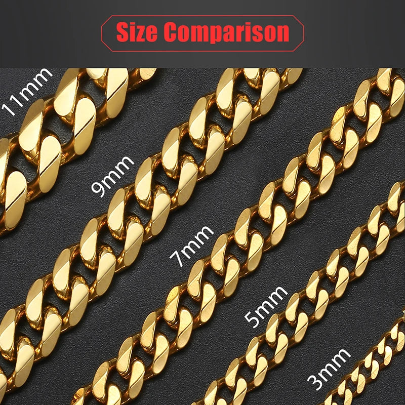 Women's Men's Bracelet Stainless Steel Cuban Link Chain Bracelets Gold Color Silver Color Fashion Wholesale Jewelry KBB10 - Apple Promo New