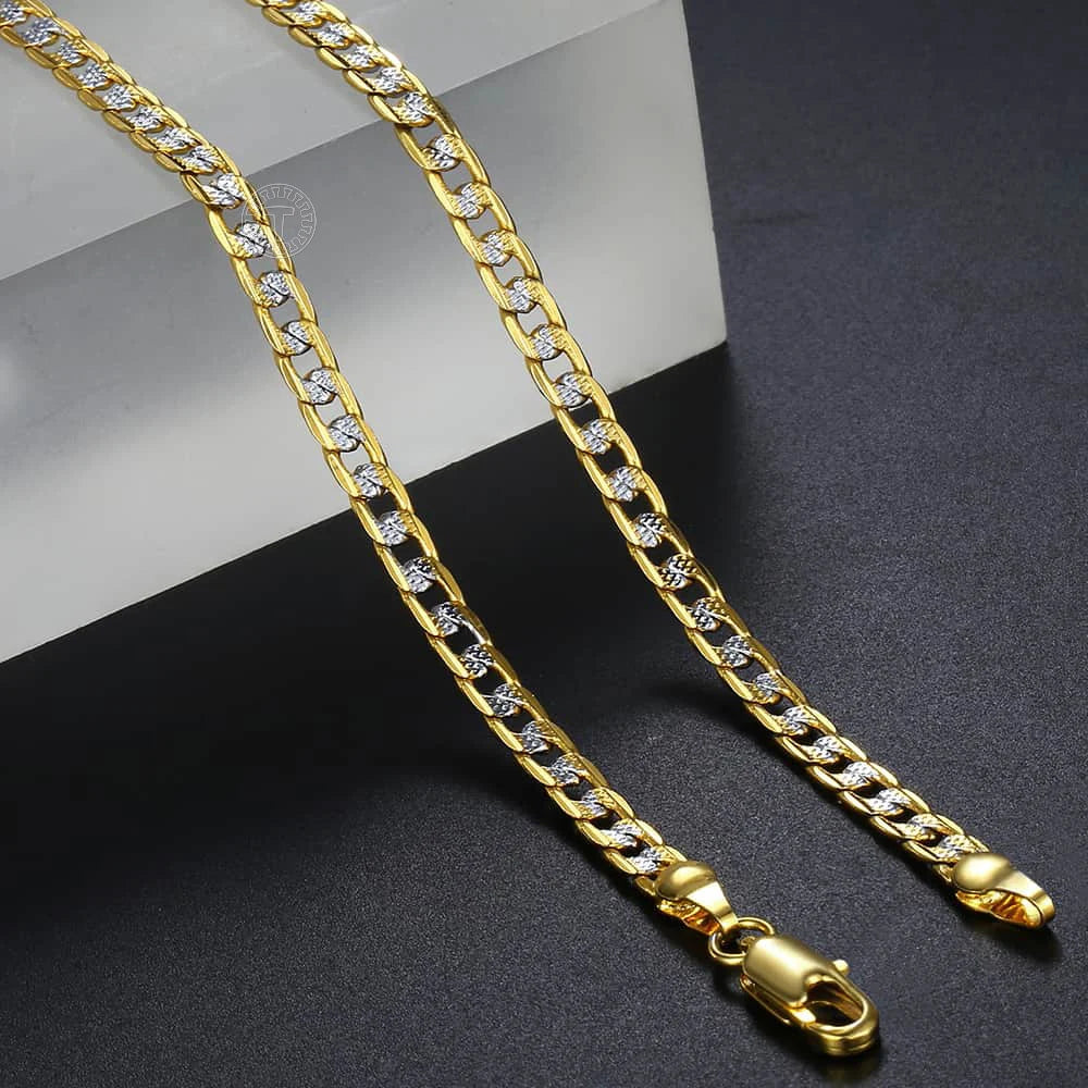 Trendsmax Gold Color Chain Necklace For Men Women Cuban Link Chain Male Necklace Fashion Men's Jewelry Wholesale Gifts 4mm GN64 - Apple Promo New