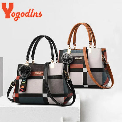 Yogodlns New Luxury Handbag Women Stitching Wild Messenger Bags Designer Brand Plaid Shoulder Bag Female Ladies Totes