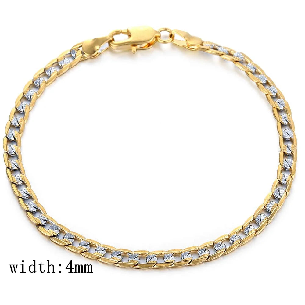 Trendsmax Gold Color Chain Necklace For Men Women Cuban Link Chain Male Necklace Fashion Men's Jewelry Wholesale Gifts 4mm GN64 - Apple Promo New