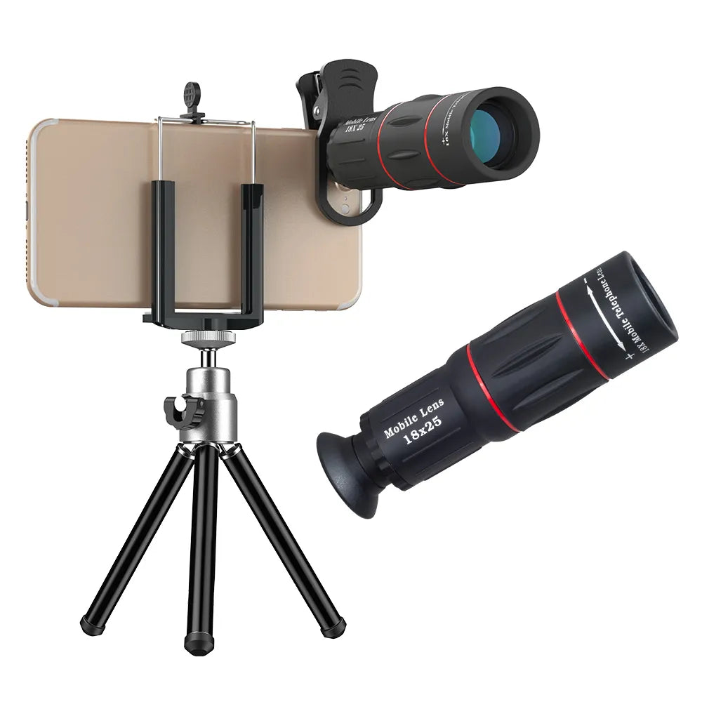 APEXEL 18X25 Monocular Zoom Telephoto Mobile Phone Lens With Tripod For Camping Tourism Portable Spotting Scope Mini Telescope - Apple Promo New