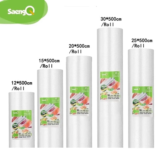 saengQ vacuum bags for food Vacuum Sealer Food Fresh Long Keeping 12+15+20+25+30cm*500cm Rolls/Lot bags for vacuum packer