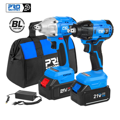 Impact Wrench 21V Electric Cordless Torque Wrench Brushless Socket Li-ion Battery Household Repair Power Tool PROSTORMER - Apple Promo New