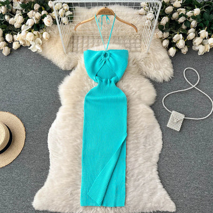 YuooMuoo Chic Fashion Sexy Package Hips Split Knitted Summer Dress Women Slim Elastic Bodycon Party Dress Streetwear Outfits - Apple Promo New