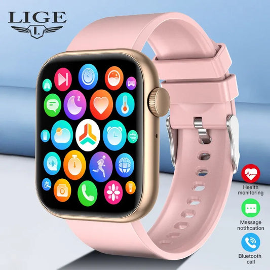 LIGE Smart Watch For Women Full Touch Screen Bluetooth Call Waterproof Watches Sport Fitness Tracker Smartwatch Lady Reloj Mujer - Apple Promo New