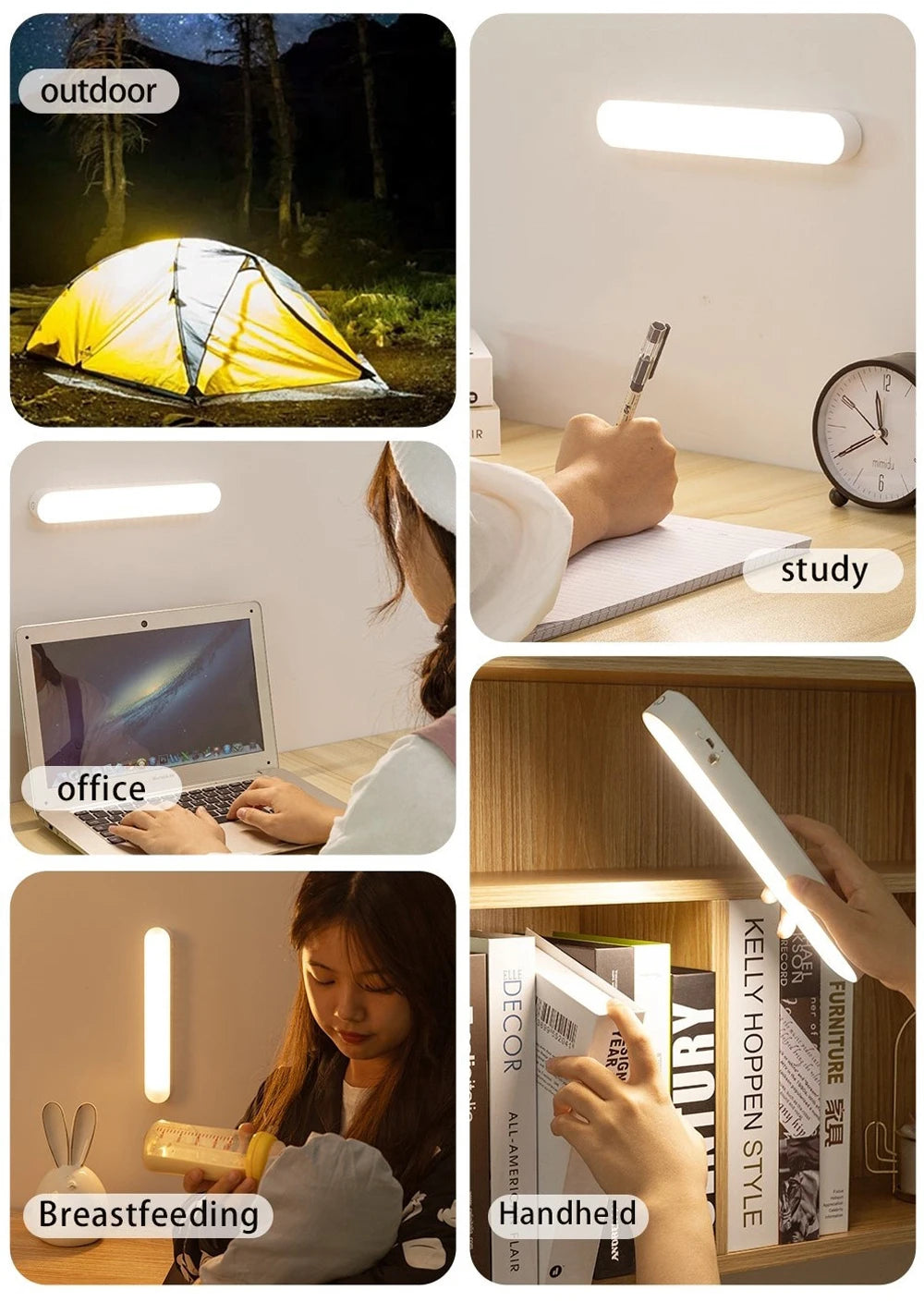 USB Rechargeable Table Lamp LED Night Light Desk Lamp Office Study Lights Magnetic Dimming Protect Eyes Bedroom Lights