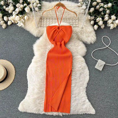 YuooMuoo Chic Fashion Sexy Package Hips Split Knitted Summer Dress Women Slim Elastic Bodycon Party Dress Streetwear Outfits - Apple Promo New