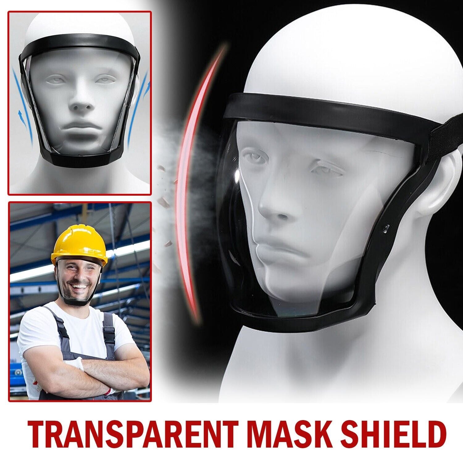 Anti-Fog Shield Safety Full Face Super Protective Head Cover Transparent Mask