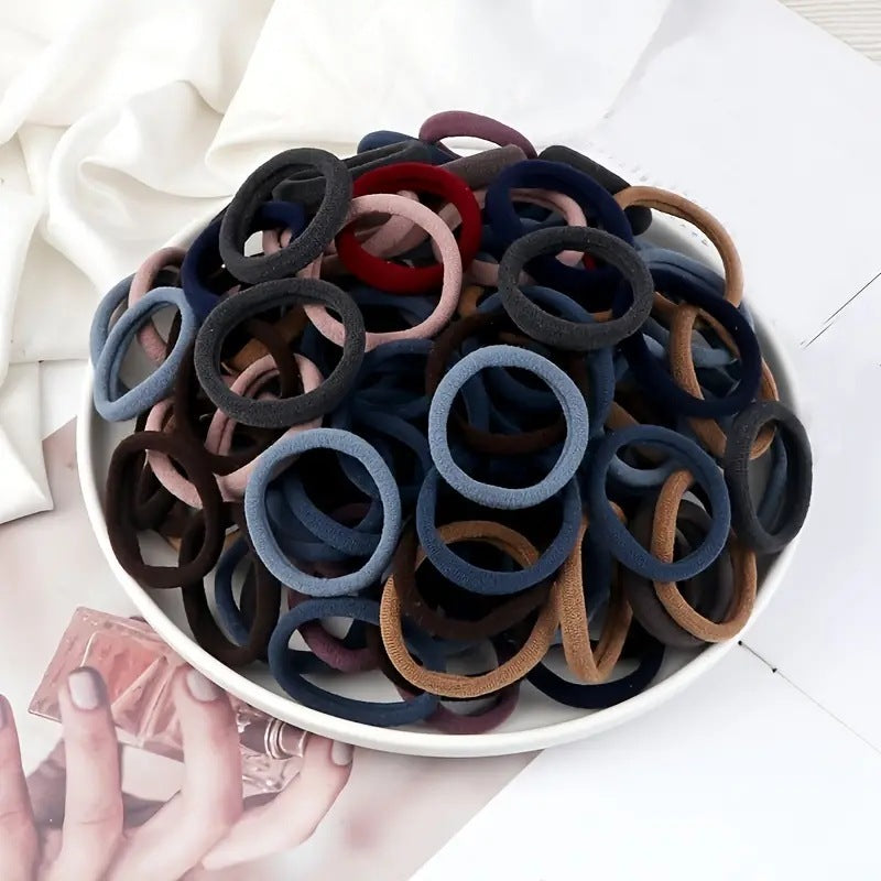 Towel Ring Hair Bands 4cm Solid Color Elastic Hair Rope Female Height Hair Accessory For Ponytail - Apple Promo New