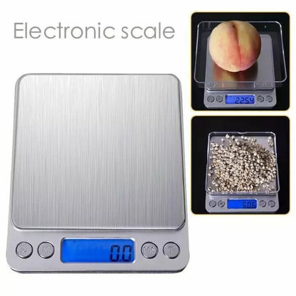 Small Digital Food Scale Ounce OZ and Gram Scale, Kitchen Scale 3000G 0.1G High Precision for Baking, Soap Making, Jewelry, Includes 2 Trays and Batteries, 9 Units, Tare Function, Easy to Store