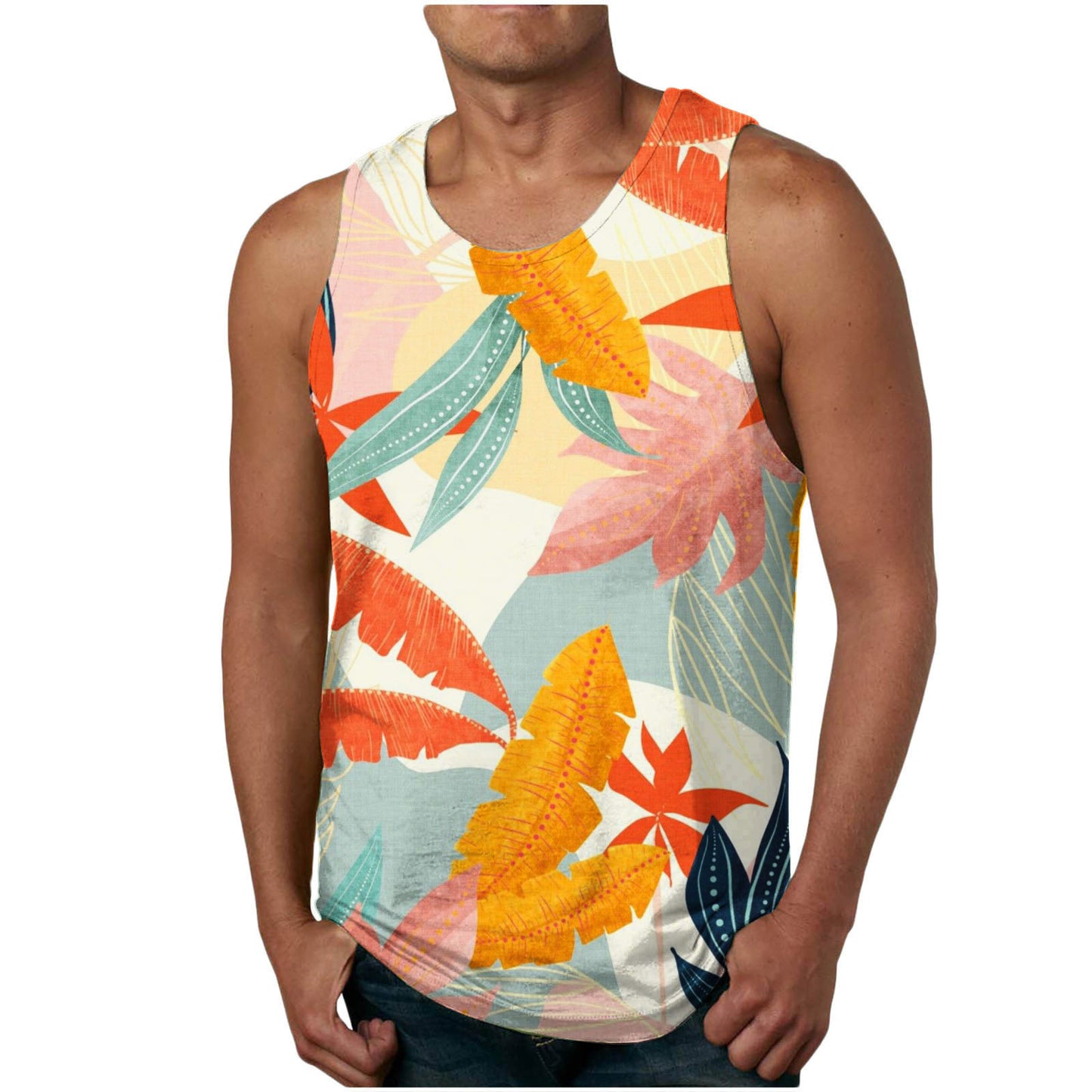 Trendy Men's Clothing Vest Printed Beach Casual Sports Men Vest