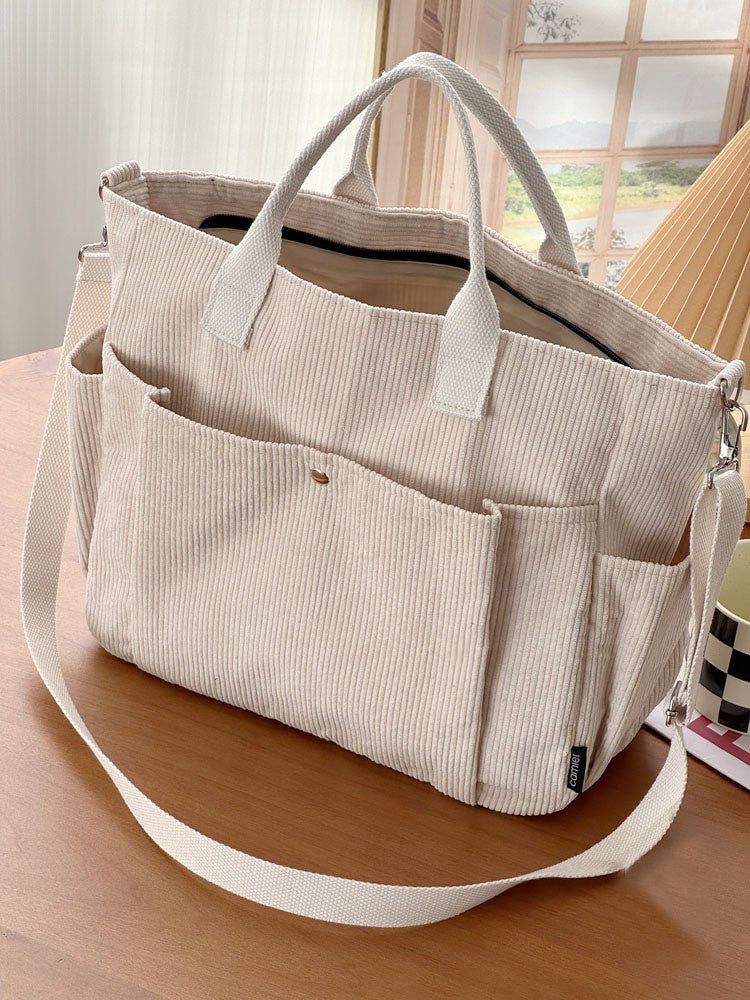 Thick Corduroy Shoulder Bags Simple All-match Commute Totes Student Leisure Artistic Portable Messenger Bag - Apple Promo New