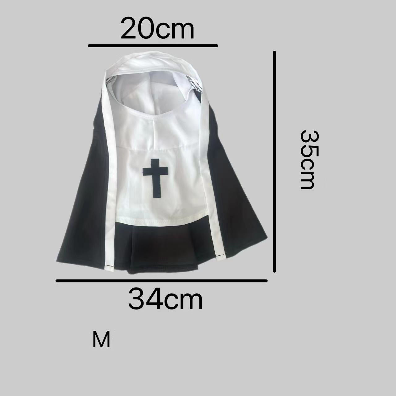 PET SHOW Nun Dog Costume For Small Medium Dogs Halloween Cosplay Outfit Black White Cloak Dress Up Pets Apparel Holiday Party Clothes Boys Girls - Apple Promo New