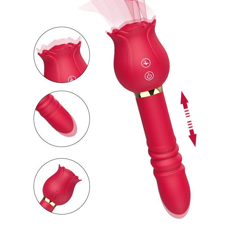 Rose Suction Telescopic Vibrator For Women's Use - Apple Promo New