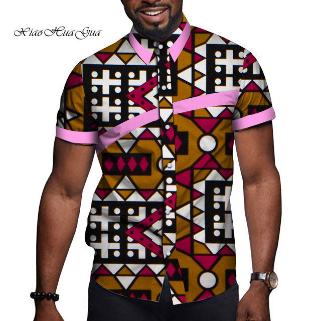 African Men Clothing Printed Short Sleeve Top T Shirt